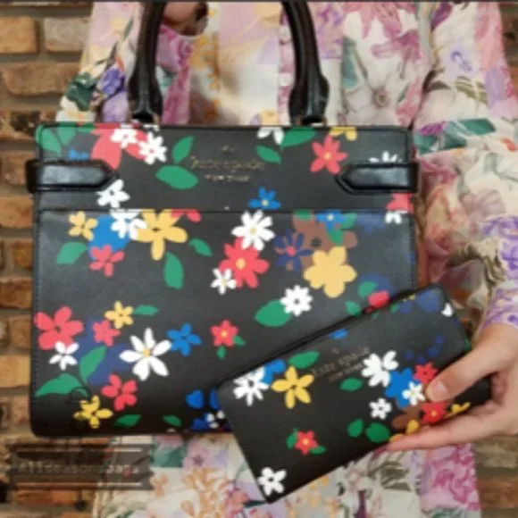 Kate Spade Staci Medium Satchel and Floral Wallet SET - NWT